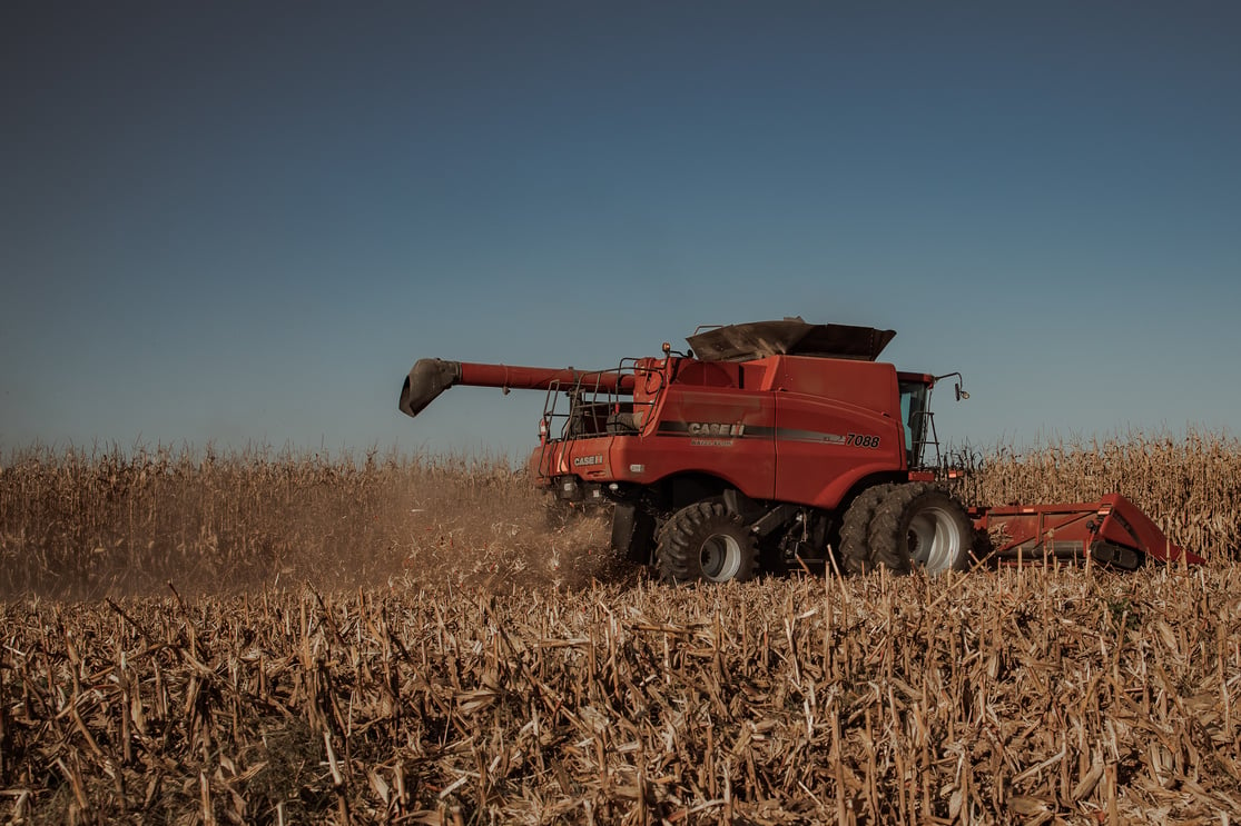 A Combine Harvester on the Farm